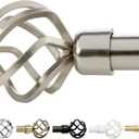 gb Home Collection Nickel Curtain Rods for Windows 28 to 48 Inch (2-4 Feet), Adjustable Brushed Nickel Curtain Rod for Bedroom