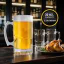 2 x 34fl.oz/1L Large Heavy Glass Beer Mug Set of 2 with Handle