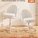 GTPLAYER Velvet Tall Office Chair with Wheels Vanity Chairs with Back, Versatile Height Use: Office to Bar Stools Small Ergonomic Comfy Armlees Computer Desk Chair with Bow Lumbar Pillow for Gift, 25 Inches X 40 Inches X 22 Inches
