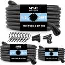 Automotive Wire Loom Flame Retardant Split Wire Loom Tubing Assortment Wiring Loom Kit Plastic Cover Electrical Covering Conduit Protective Wire Wrap Cable Sleeves Black 1/4", 1/2", 3/8" x 30 Ft