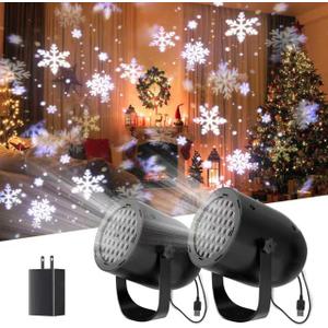 Yiixuyo-2 Set/LED Snowflake lamp mini, Dynamic Snowflake Christmas Projection lamp, Suitable for Indoor and Outdoor Landscape Christmas Decoration, Festivals, Weddings, and Home Decoration.  (Brown)