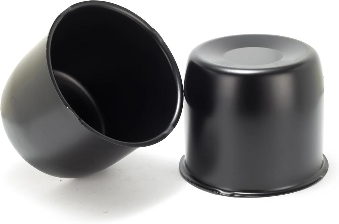 2 Pcs 4.25" Push Through Wheel Center Caps for Truck Trailer RV - Carbon Steel Closed-end Hub Caps (Fits 4.25" Bore, 3.66" Tall, Black)