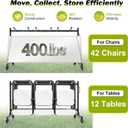 RANTILA Folding Chair Cart, Heavy Duty Chair Storage Dolly Holds 42 Chairs or 12 Tables, 400 lb Capacity Rolling Chair Rack with Swivel Casters, Dust Cover Included, Fits Through Doorways