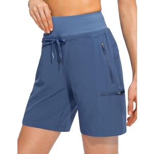 Obla Women's Hiking Cargo Shorts Zipper Pockets Soft High Waisted Quick Dry 7 Inch Long Shorts for Women Golf Athletic Summer (Medium)