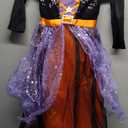 Spooktacular Creations Witch Costume Kids, Light Up Halloween Costumes Witch Dress with Hat and Broom for Girls, Sweet Wizard Set for Toddler Scary Halloween Themed Parties, Orange, S