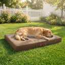 Sytopia Indestructible Dog Bed, 42" XL Chew Proof Dog Bed for Extra Large Dogs (90 lbs), Durable Waterproof Pet Bed, Chew Resistant Dog Crate Pad, Washable Cover, Indoor & Outdoor Use, Brown