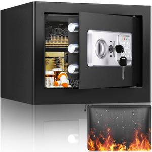 1.2 Cubic Personal Home Safe Box Fireproof Waterproof with Fireproof Bag, Fireproof Safes for Home with Removable Shelf, Fireproof and Waterproof Safe for Money Firearm Medicine Jewelry Document