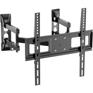 WALI Corner TV Wall Mount for 26-55 inch Flat Curved TVs, Full Motion Corner Bracket for LED, LCD, OLED Screens up to 110lbs, 400x400mm Mounting Holes, Black