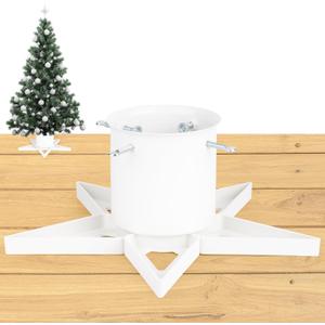 GuuG Real Christmas Tree Stand Base - Live Trees Small Christmas Tree Holder up to 6.5ft Trees for Real Xmas Trees Decoration 0.53 Gal Star+ (White)