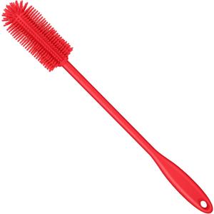 Silicone Bottle Brush, Water Bottle Cleaner Brush with Long Handle, Perfect for Cleaning Narrow Neck Containers, Vacuum Sports Bottle, Tumblers, Flask, Glassware (1 Pack, Red)