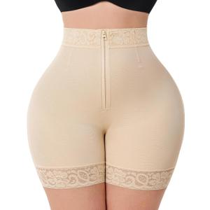 MERYOSZ Tummy Control Panties Butt Lifting Shapewear Shorts for Women Zipper Body Shaper Shorts Thigh Slimmer Underwear (Medium, Beige)