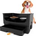 Mess Proof Raised Dog Bowls,Elevated Dog Bowl Stand Set 2 Stainless Steel Food Bowls,Splash Water Collection Non-Slip Medium Sized Feeding Table