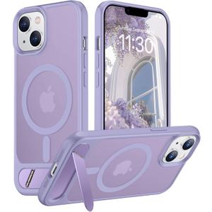 Temdan Magnetic Compatible with iPhone 14 Case/iPhone 13 Case,[Built-in Invisible Kickstand][Compatible with MagSafe][Military Grade Shockproof] Slim Translucent Matte Phone Case for iPhone 14/13 6.1" (Lavender Purple)