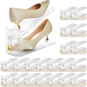 36 Pack Shoe Slots Organizer for Closet, Adjustable Shoe Stackers for a Pair of Shoes Shoe Rack Storage Shoe Space Saver 50% Shoe Shelf Display Holder for Closet