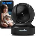 wansview Security Camera, IP Camera, WiFi Home Indoor Camera for Baby/Pet/Nanny, 2 Way Audio Night Vision, Compatible with Alexa, with TF Card Slot and Cloud, Q5 (Black, 5MP)
