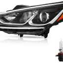TODO Headlight Assembly Compatible with 2018-2019 Hyundai Sonata SE/SEL/Eco/Sport/Hybrid SE with Halogen Bulbs, 92101-C2500 Left Driver Side