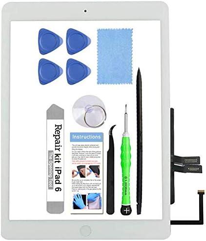 For iPad 6 (6th Gen 2018) A1893 A1954 Screen Replacement Glass Touch Digitizer Repair Kit with Home Button & Tools - Only for iPad 6 6th Generation (White)