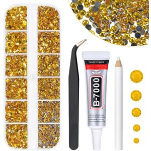qiipii Golden Yellow Crystal Resin Rhinestones w B7000 Jewelry Glue for Bedazzling Crafting Gold Flatback Stones 2mm 3mm 4mm 5mm 6mm Diamonds Crystals Gems for Nails Face Eyes Makeup Tumblers Craftts