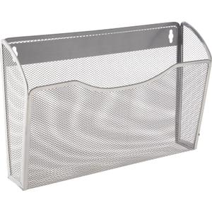 YBM HOME Mesh Wall Mount File Organizer Holder for Home and Office, Single Pocket Hanging File Holder for Folders, Documents, Letters, and Magazines, Silver 1 Pack