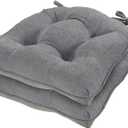 Cozyide Chair Cushions for Dining Chairs, 17" x 17" Non-Slip Kitchen Chair Pads with Adjustable Ties, Indoor Chair Cushions for Dining Room, Grey (Pack of 2)