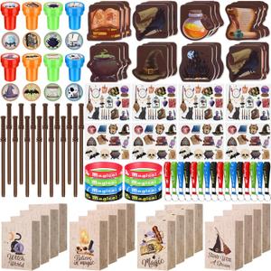 Yexiya 216 Pcs Wizard Party Supplies Magic Theme Birthday Favors with Wizard Wands Pencils Mini Notebook Glasses Bracelet Stickers Gift Bags Favor for Goodie Bag Stuffers Classroom Prizes Supplies