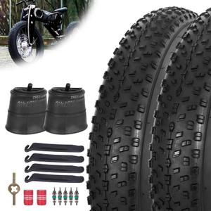 RUTU 2 Pack 20x4.0/20x3.0 Bike Tire Foldable,20x4.0/20x3.0Fat Tire Tube,20 Inch Bike Tire and Tube with Tire levers,Valve Tool Compatible with Electric Bike/Mountain Bike Tires and Tubes