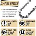 5-Pack 6 Inch Chainsaw Chain (37 Drive Links) Replacement Chains Compatible with Cordless Electric Portable 6-Inch Mini Chainsaw  Chain Saw Chains for Branch Pruning and Wood Cutting