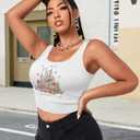 Flafens Crop Tops for Women Summer Tank Tops - Cute Ribbed U Neck Graphic Sleeveless T Shirts Yoga Gym Short Tanktops (White, S)
