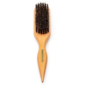 GranNaturals Boar Bristle Slick Back Hair Brush for Sleek Ponytail Bun & Smoothing Baby Hairs, Flyaways, Edge Control - Backcombing & Teasing Hairbrush with Wide Rat Tail for Sectioning & Parting