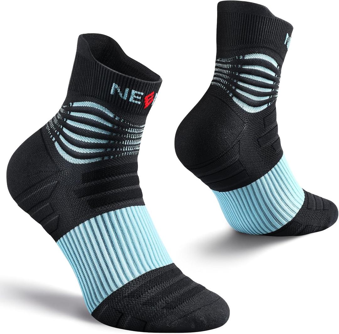 NEENCA Professional Compression Socks, Medical Athletic Ankle Socks for Injury Recovery & Pain Relief, Sports Protection, Circulation 1 Pair, 20-30 mmhg (Small, Black Blue)