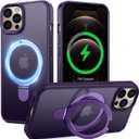 Supdeal Magnetic Stand Case for iPhone 12/12 Pro with Invisible Ring Kickstand [Compatible with MagSafe] [Military Drop Protection] Shockproof Protective Translucent Matte Phone Cover, 6.1'', Purple