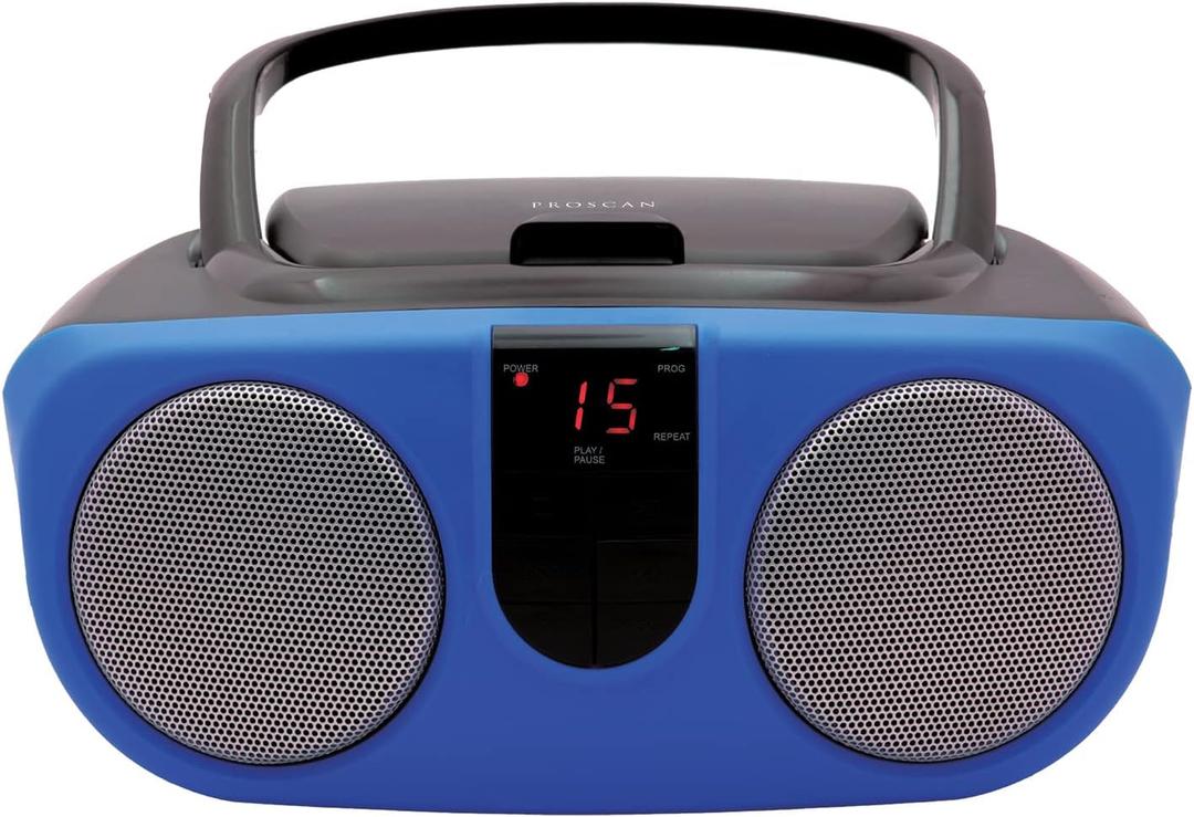 Proscan PRCD243M-BLUE 2.4-Watt-RMS Portable CD Boom Box with AM/FM Radio (Blue)