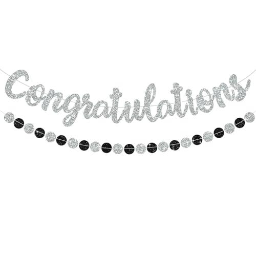 BEISHIDA Congratulations Banner(NO-DIY) Silver 2026 Graduation Banners, Grad Congrats Class of 2026 Party Supplies,Garland for Congratulation Graduation,Wedding,Retirement Party Decor