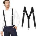 Men's Adjustable Suspenders with Elastic Straps Y-Back,Hiking Suspenders Under Clothes (Black)