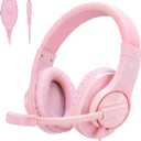 DIWUER Gaming Headset for Xbox One, PS4, PS5, Nintendo Switch, Bass Surround and Noise Cancelling 3.5mm Over Ear Headphones with Mic for Laptop PC Smartphones, Pink