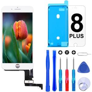 Brinonac Screen Replacement for iPhone 8 Plus 5.5 inch LCD Digitizer Touch Screen LCD Replacement Screen Frame Assembly Full Set with Tools and Screen Protector (White)
