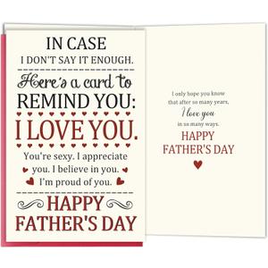 4 x Romantic Fathers Day Card for Husband Boyfriend, Sweet Fathers Day Cards Gift from Wife Girlfriend, Heartfelt Fathers Day Card for Loved One