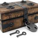 Nautical Cove Treasure Chest Wooden Box with Antique Iron Lock and Skeleton Key (X-Small 5 x 3 x 2) - Storage and Decor  Pirate Wooden Treasure Chest, Decorative Box with Hinged Lid,