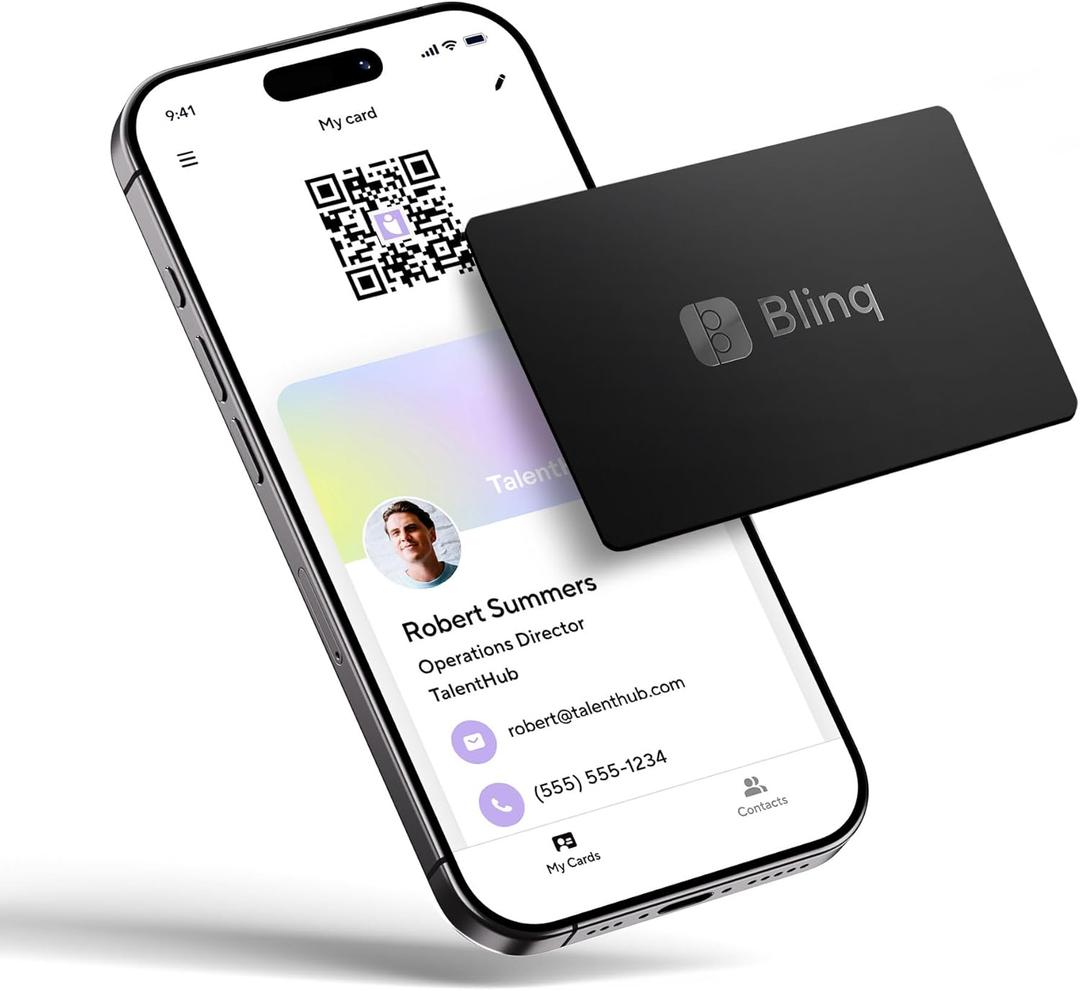 Blinq Digital Business Card - NFC Card - Instant Share via Tap - Compatible with iPhone & Android (Black)