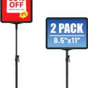 Sign Holder Stand 8.5 x 11, Adjustable Poster Stand for Table Top & Floor, Signage Display Stands, Floor Standing Sign Holder for Advertisement, Tradeshow, Store, Business, 2 Pack (Black)