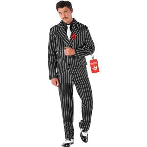 Morph 1920s Mens Gangster Costume, Roaring 20s Mobster Outfit for Men, Vintage Style Party Attire (XX-Large, Black)