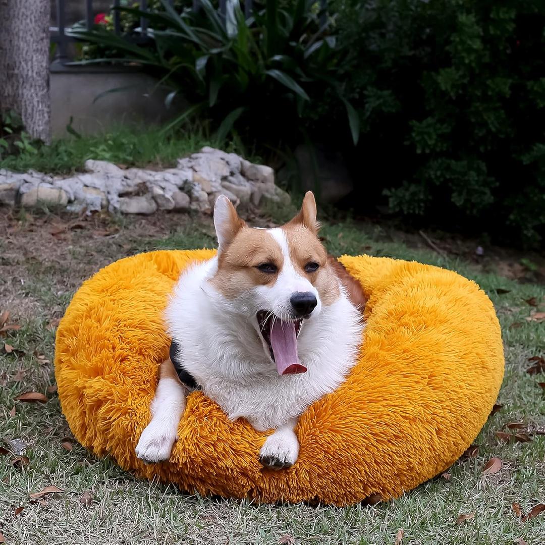 Pet Beds for Medium Dogs Calming Dog Bed 30 Inches Orange Dog Beds for Medium Dogs Washable Anti-Anxiety Dog Bed Medium Size Dog (30.0"L x 30.0"W x 7.0"Th)