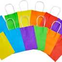 SUNCOLOR 12-Pack Rainbow Small Gift Bags with Handles – 8" Recyclable Goodie Bags for Party Favors, Birthdays & Celebrations