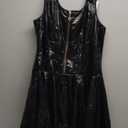 ohyeah Faux Leather Lingerie Dress Plus Size Rave Outfits for Women Mini Dress Clubwear (XX-Large, Black)