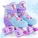 2PM SPORTS Roller Skates for Girls Boys Kids Age 4-6 5-8 6-12 8-12 with Light Up Wheels, Adjustable Youth Rollerskates Size 10C 11C 12C 13C 1 2 3 4 5 6 (Small - Little Kid, Purple Blue)