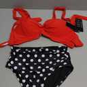 Tempt Me Women Two Piece Vintage Swimsuit Retro Halter Ruched High Waist Bikini with Bottom, S