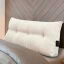 Wenqik Wedge Pillow Twin Triangular Headboard Bed Reading Backrest Back Support Long Pillow with Removable Cover for Dorm Room Supplies Housewarming Gift(Beige) (Twin (39 x 20 x 8 Inch))