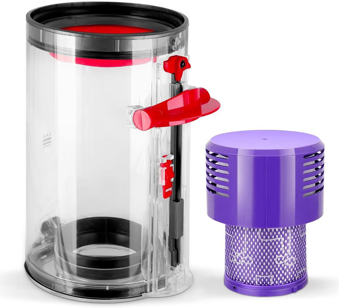 Canister Dust Bin Replacement for Dyson V10 SV12 Animal Absolute Vacuum Cleaner Canister, Large Dust Bin Compatible with V10 Part No.969509-01,with HEPA Filter NOT FIT Small/Outsize Bin