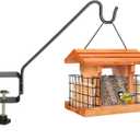 1 Pack Heavy Duty Deck Hook,Courtyard Decoration, 12Long Solid Steel Deck Railing Hooks for Hanging Bird Feeders,Planters,Suet Baskets,Lanterns,Wind Chimes,Clamp Mounted