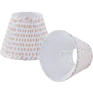 Uno Lamp Shades Set of 2,Drum Pleated Lamp Shade 5" Top x 9" Bottom x 7" Slant Height, Small Replacement Lampshade(Slip Uno Fitter) Fabric Lampshades Table lamp Shades Bottle Shade, 2 Pack(Brown floral)